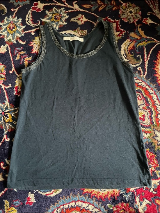 Tops - Women's blue Tank with Metallic Trim